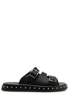 Alexander Mcqueen Studded Leather Sandals Black And Silver