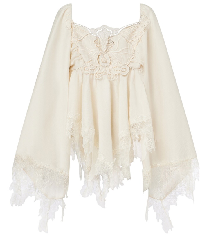 Photo: Blumarine Embroidered lace-trimmed blouse