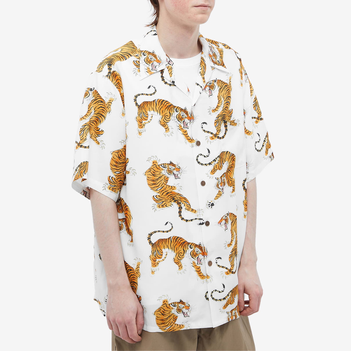 Wacko Maria tiger-print Long-Sleeve Shirt - White