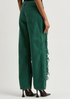 Christopher Esber Arboreal Lace-panelled Wide-leg Jeans Green