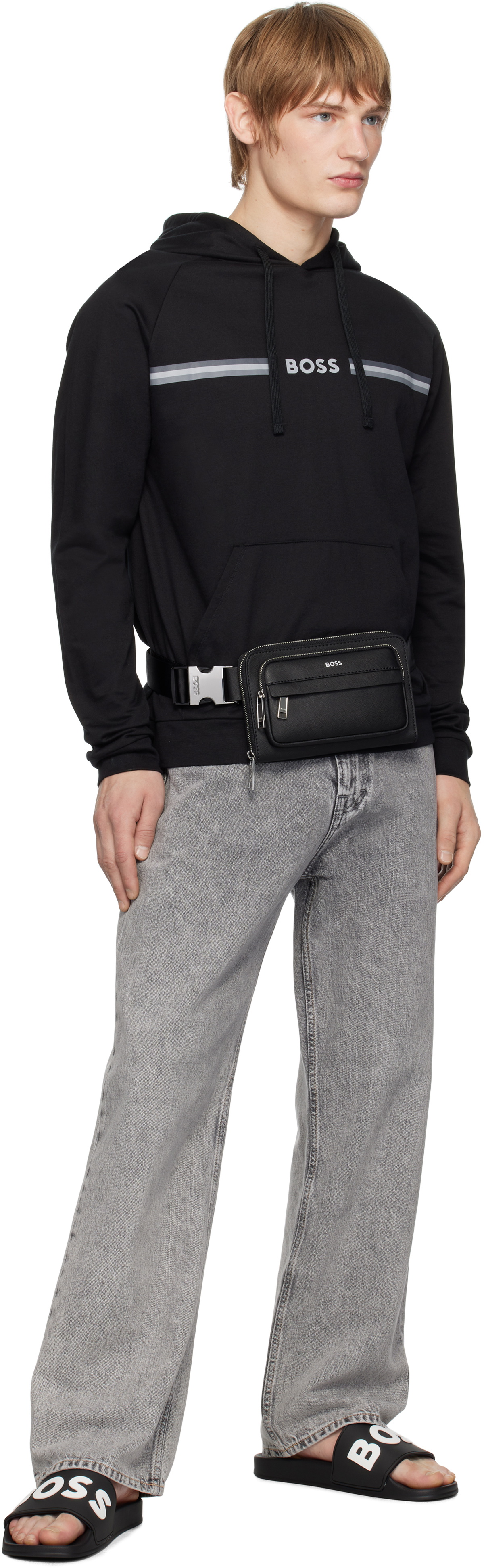 boss様 BOSS Black Structured Crossbody Pouch BOSS