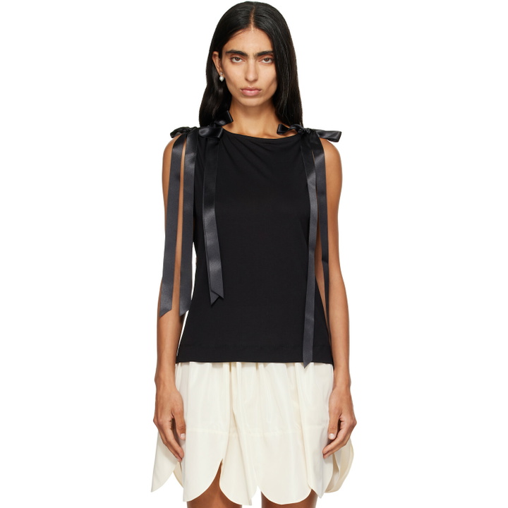 Photo: Simone Rocha Black Bow Tail Easy Tank Top