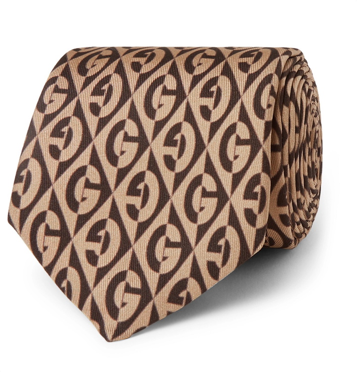 Photo: Gucci - 7cm Printed Silk-Twill Tie - Brown