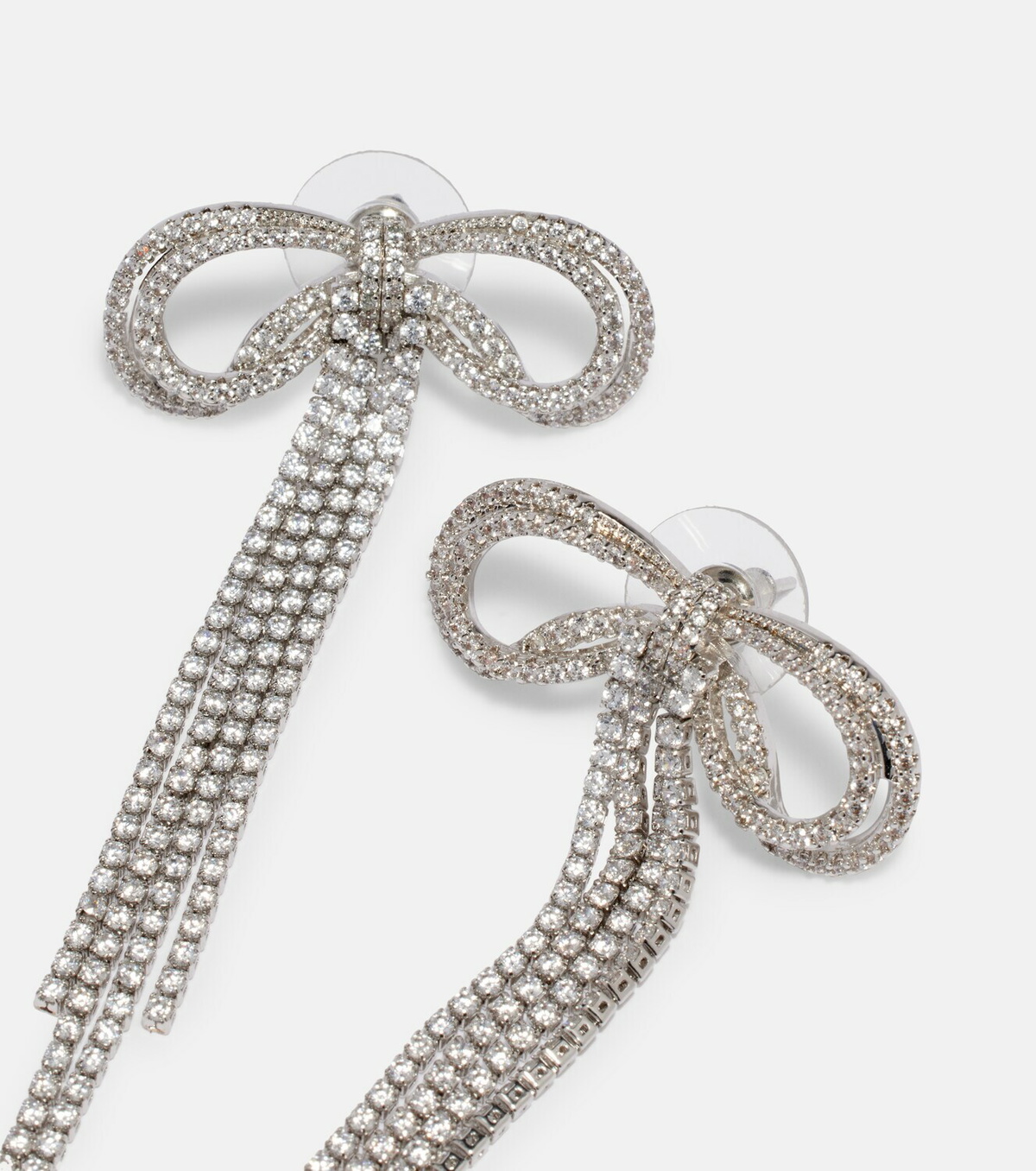 Self-Portrait Bow crystal-embellished earrings