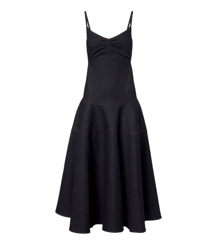 Photo: Jacquemus Pina de-Nîmes gathered denim midi dress