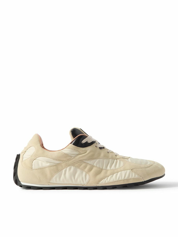 Photo: Bottega Veneta - Orbit Leather and Shell-Trimmed Suede Sneakers - Neutrals