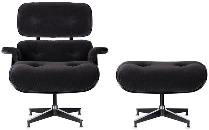 Photo: HERMAN MILLER Black Mohair Supreme Eames Lounge Chair & Ottoman