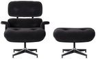 HERMAN MILLER Black Mohair Supreme Eames Lounge Chair & Ottoman