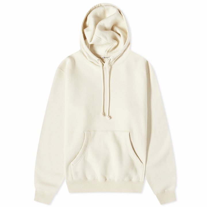 Photo: Auralee Men's Smooth Soft Popover Hoodie in Ivory