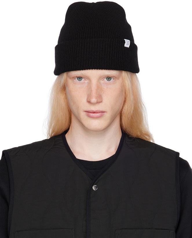 Photo: NORSE PROJECTS Black Merino Lambswool Beanie