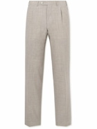 Canali - Straight-Leg Pleated Wool, Silk and Linen-Blend Trousers - Neutrals