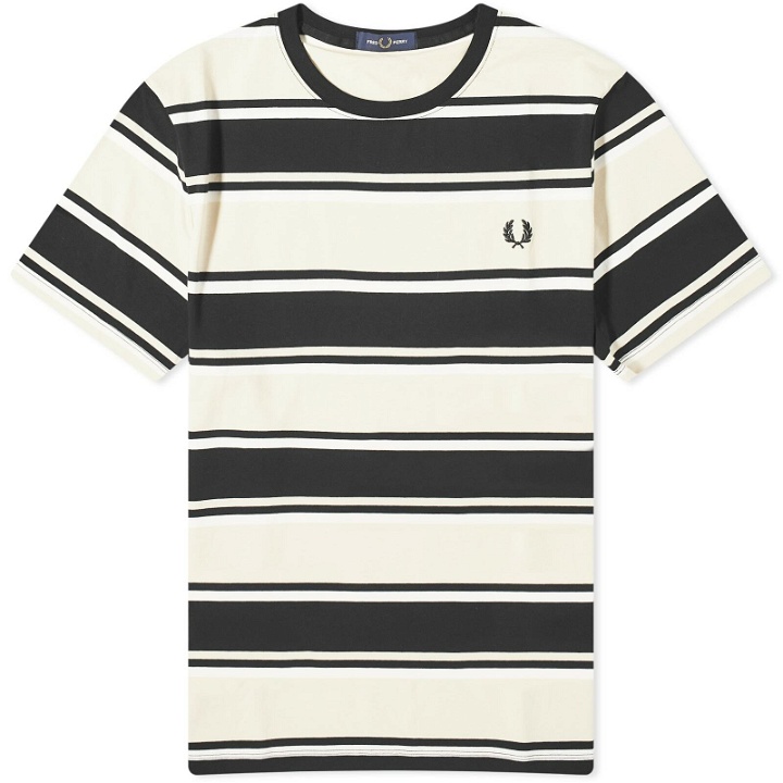 Photo: Fred Perry Men's Bold Stripe T-Shirt in Oatmeal/Ecru/Black