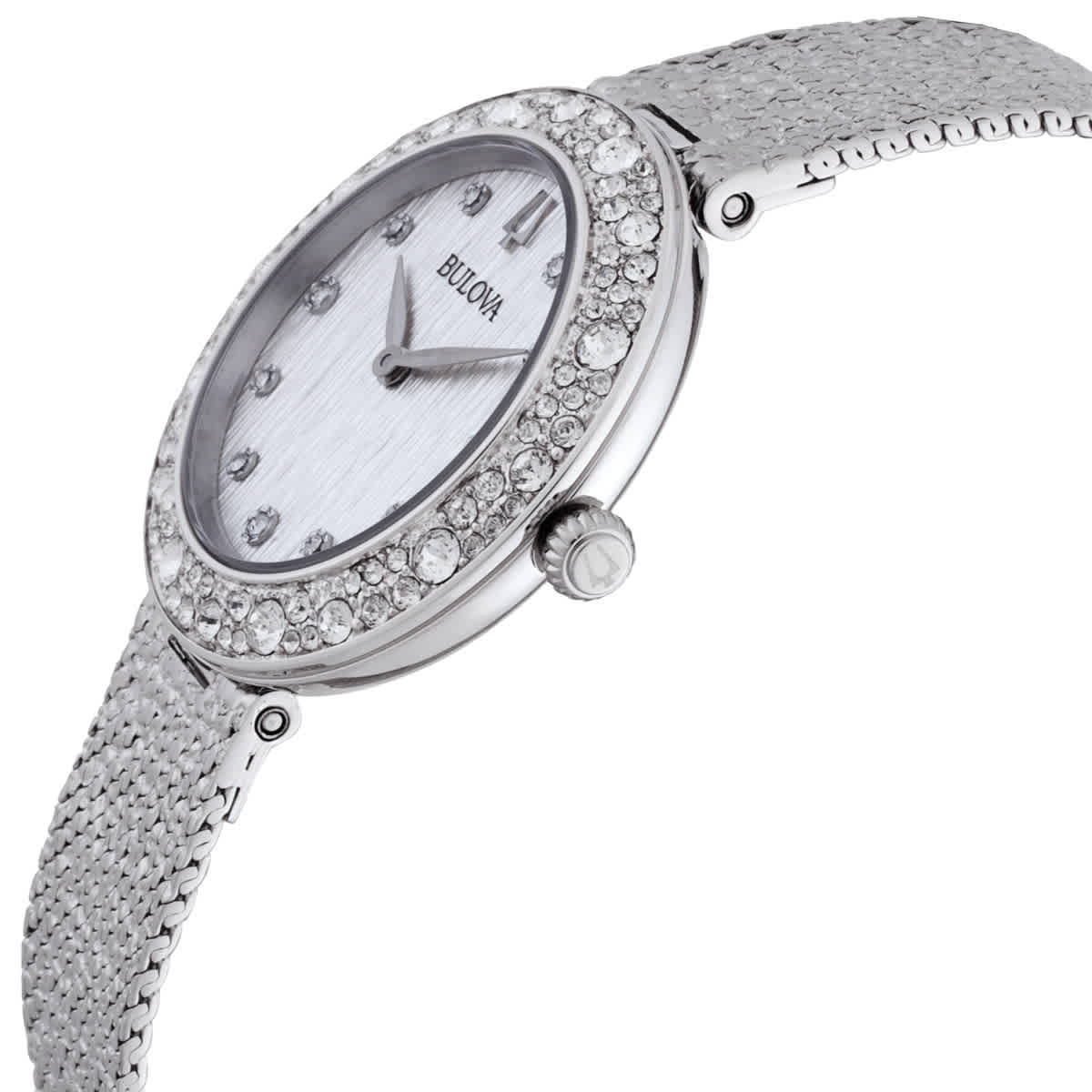 Bulova Crystal Quartz Silver Dial Ladies Watch 96L329