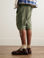 Greg Lauren - Tapered Brushed-Cotton Drawstring Cargo Shorts - Green