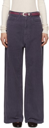 TONYWACK Purple Washed Corduroy Wide-Leg Trousers