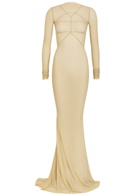 Rick Owens Temple Panelled Stretch-tulle Gown Sand