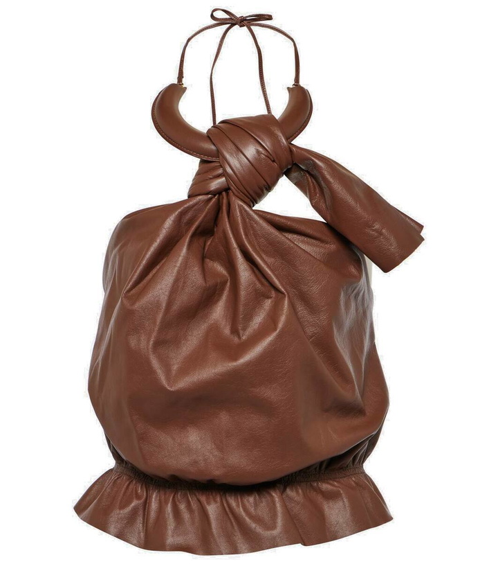 Photo: Johanna Ortiz Gathered halterneck leather top