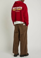 Cherry Los Angeles Thermal Logo Zip-though Cotton Sweatshirt Red
