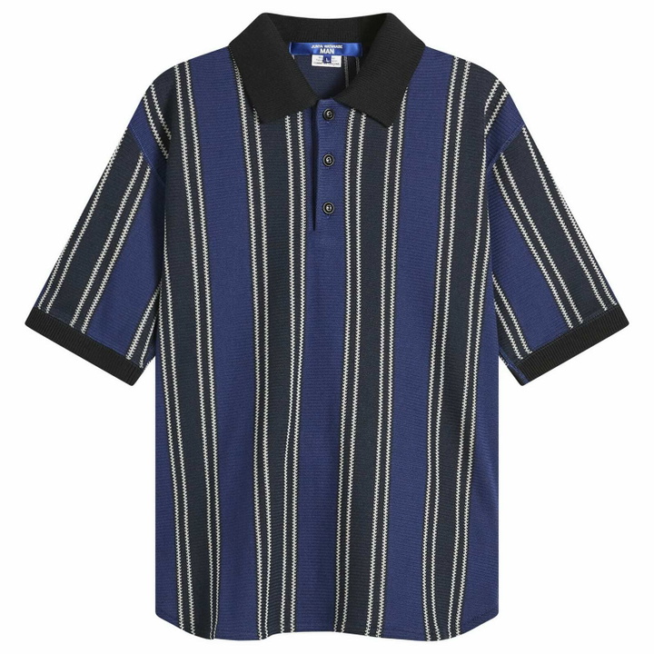 Photo: Junya Watanabe MAN Men's Raschel Polo in Navy/Blue/White