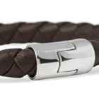 Bottega Veneta - Intrecciato Leather and Silver Bracelet - Men - Brown