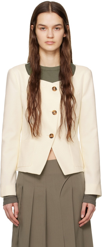 Photo: J KOO Off-White Square Neck Blazer