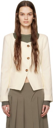 J KOO Off-White Square Neck Blazer