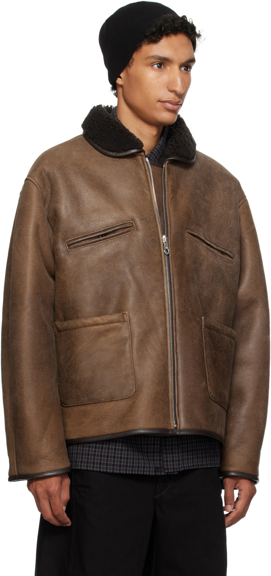 Cawley Brown Aviator Flying Leather Jacket