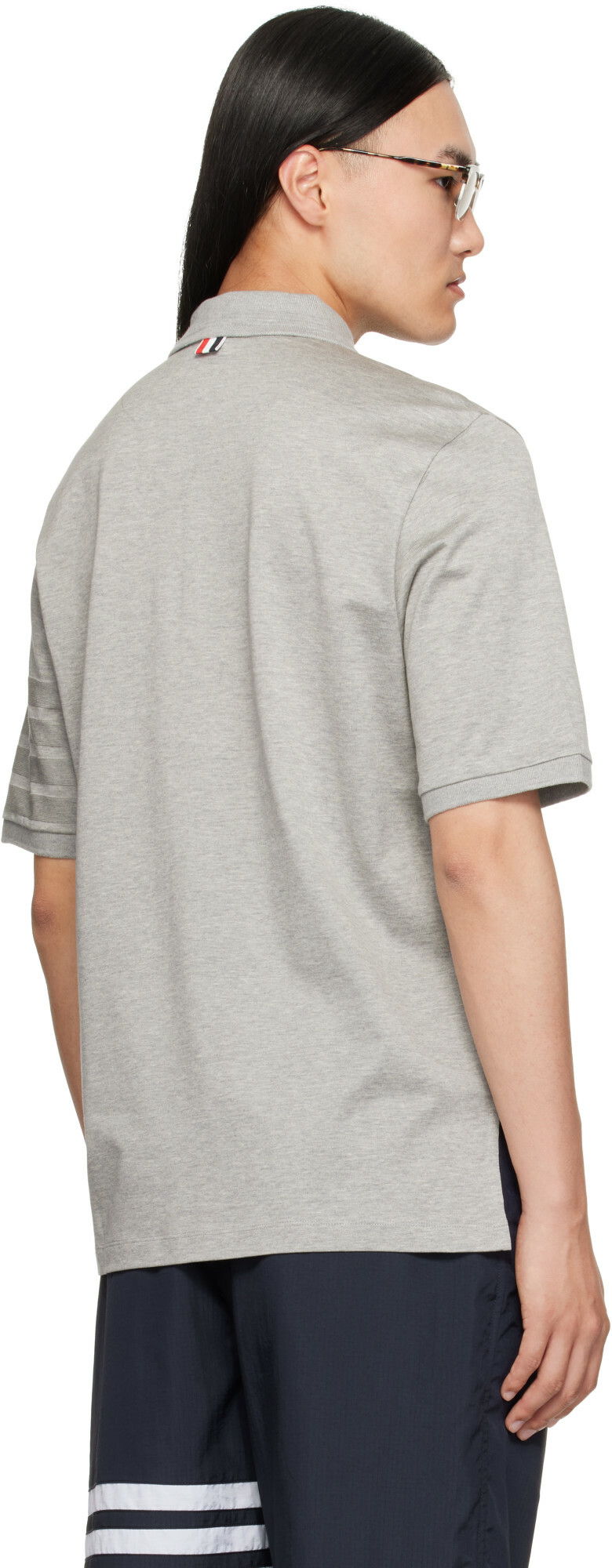 Thom Browne Gray Jersey Ottoman 4-Bar Polo