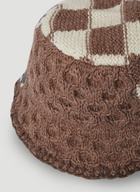 Patchwork Knit Bucket Hat in Brown