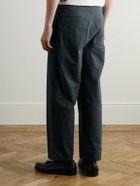 Folk - Straight-Leg Pleated Cotton Trousers - Gray