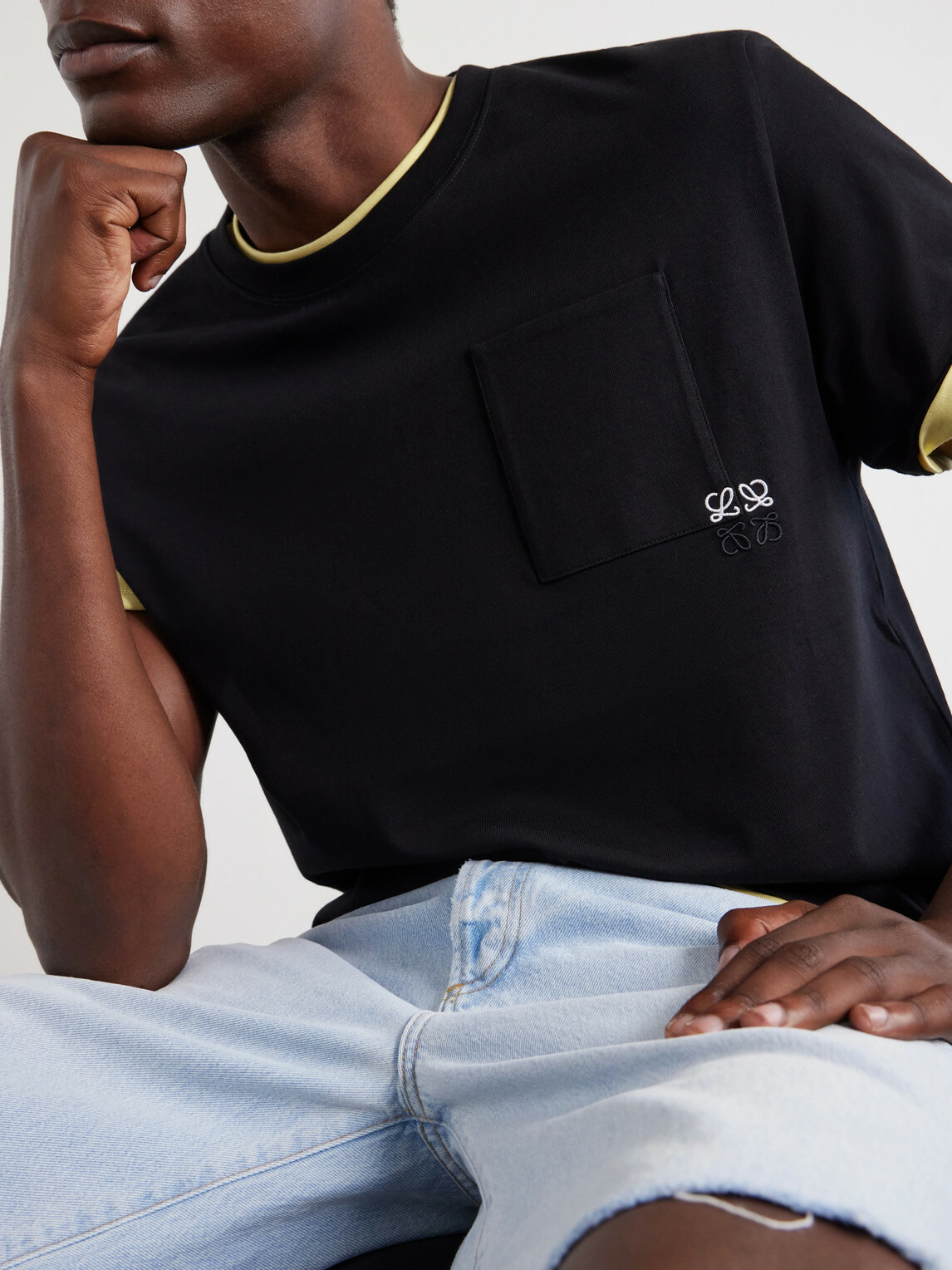 LOEWE - Anagram-Embroidered Cotton-Jersey T-Shirt - Black