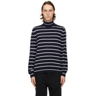 Ralph Lauren Purple Label Navy and White Cashmere Jersey Sweater