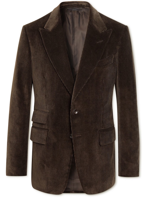 Photo: TOM FORD - Shelton Cotton-Blend Corduroy Blazer - Brown