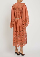 Zimmermann Awaken Embroidered Woven Yoki Maxi Dress Orange