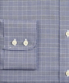 Brooks Brothers Men's Stretch Milano Slim-Fit Dress Shirt, Non-Iron Royal Oxford Ainsley Collar Glen Plaid | Navy