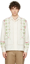 Bode White Embroidered Nouveau Fleur Shirt