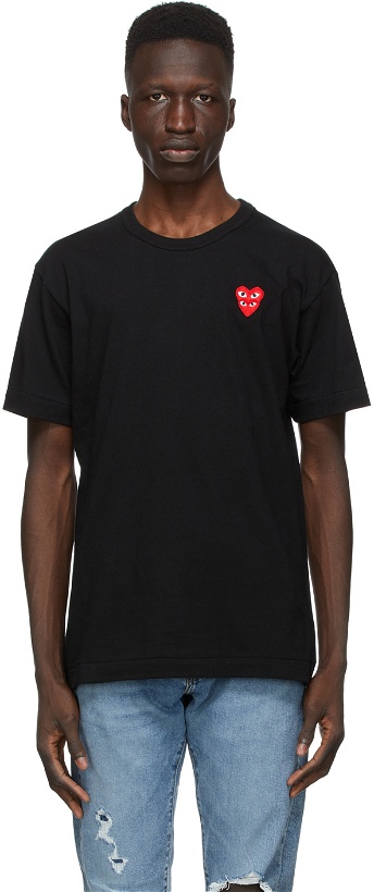 Photo: COMME des GARÇONS PLAY Black Layered Double Heart T-Shirt
