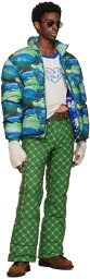 ERL Green & Blue Printed Down Jacket