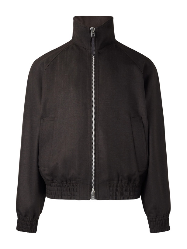 Photo: TOM FORD - Leather-Trimmed Wool and Silk-Blend Jacket - Brown