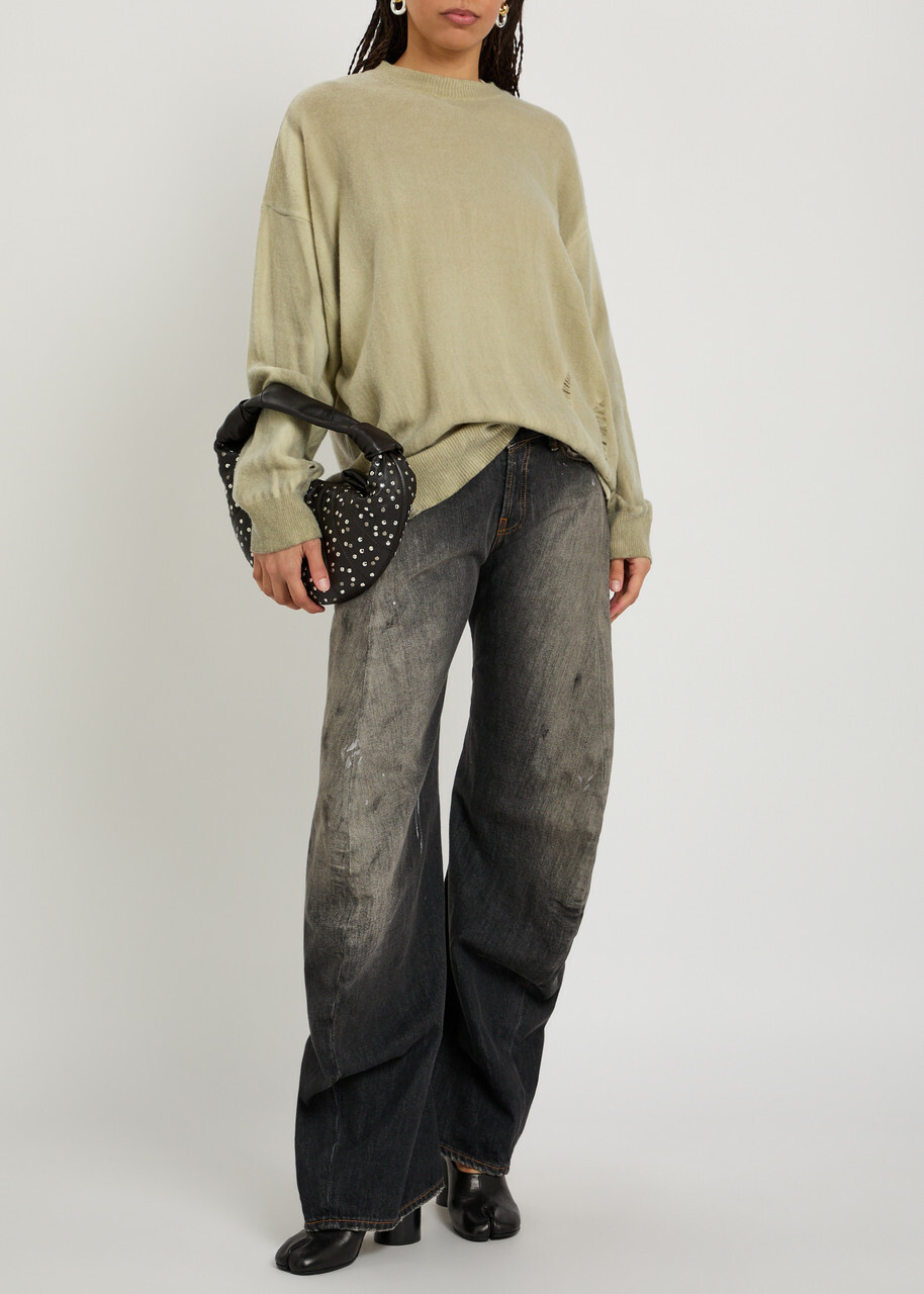 Our Legacy Slant Distressed Effect Wool Jumper Beige