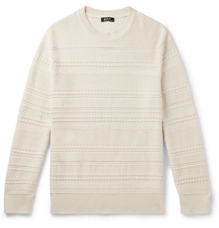 Photo: A.P.C. - Nicolas Cable-Knit Cotton Sweater - Neutrals