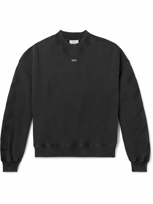 Photo: Off-White - Printed Cotton-Jersey Sweatshirt - Black
