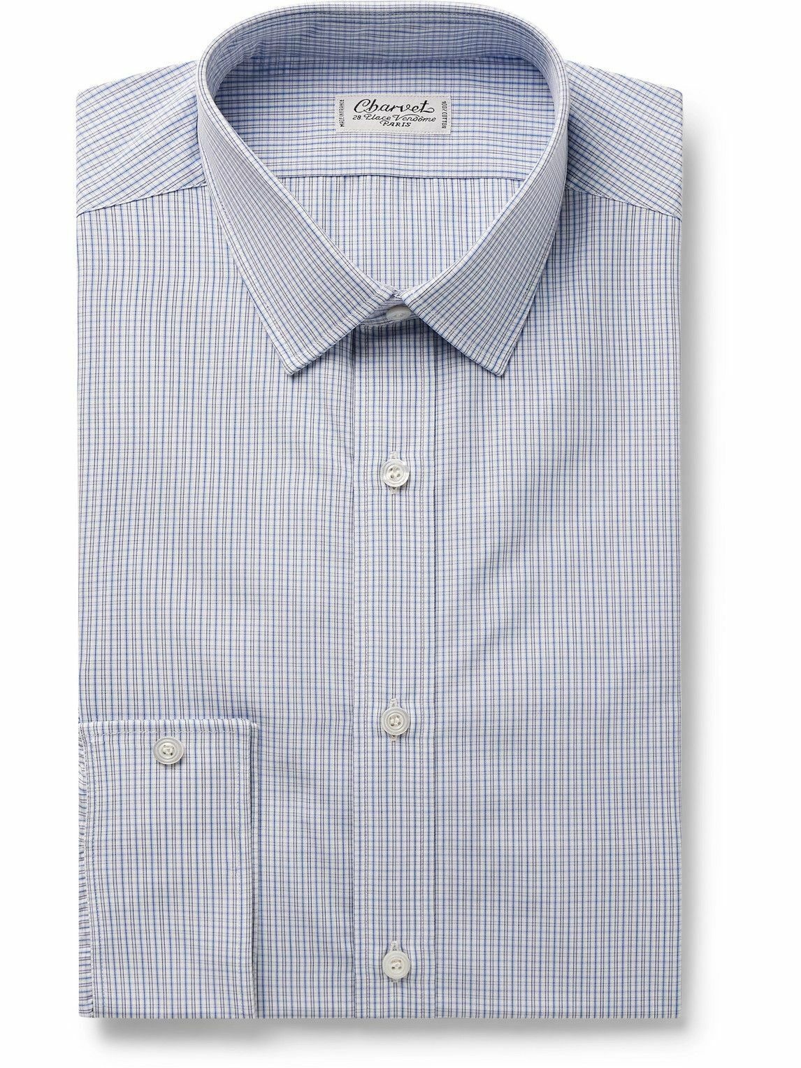 Photo: Charvet - Checked Cotton-Poplin Shirt - Blue
