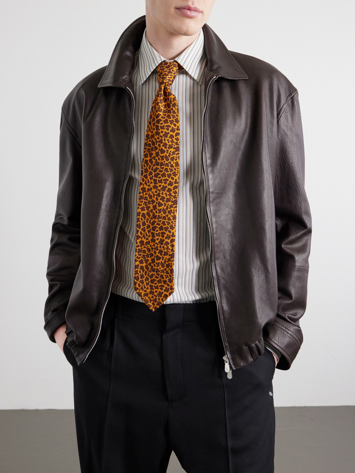 J. Mueser - Leopard Print 8cm Silk Tie