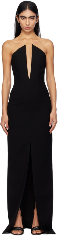 Photo: Mônot Black V-Neck Corsetted Maxi Dress