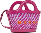 Marni Pink Wavy Raffia-Effect Tropicalia Micro Tote