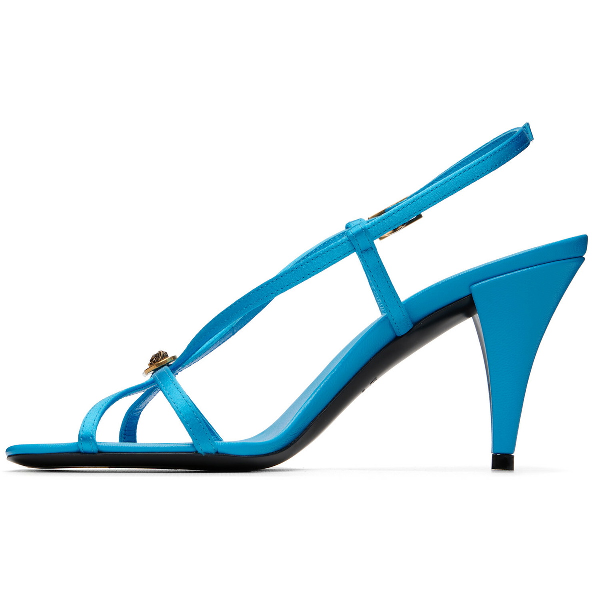 Versace Blue Valentina Satin Heeled Sandals