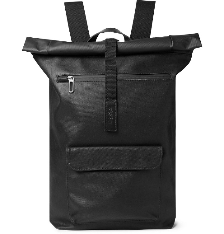 Photo: Brooks England - Rivington Leather-Trimmed Coated Cotton-Canvas Backpack - Black