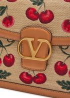 Valentino 9T05 Cherry-jacquard Raffia and Leather Cross-body bag - Natural - One Size