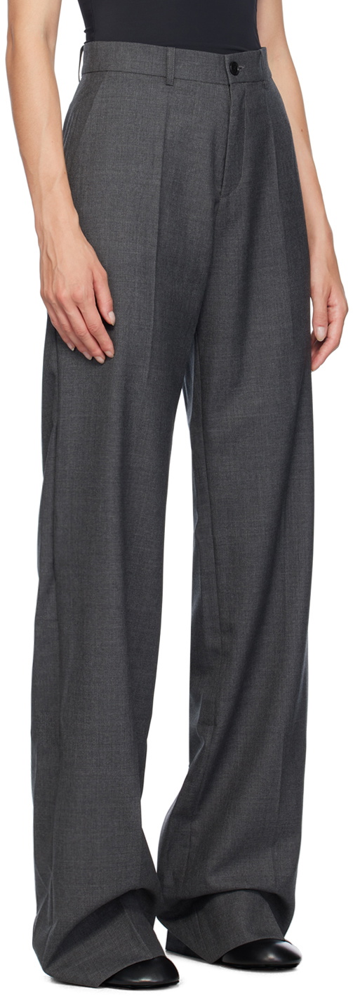 MARIE ADAM-LEENAERDT Gray Classic Wool Trousers